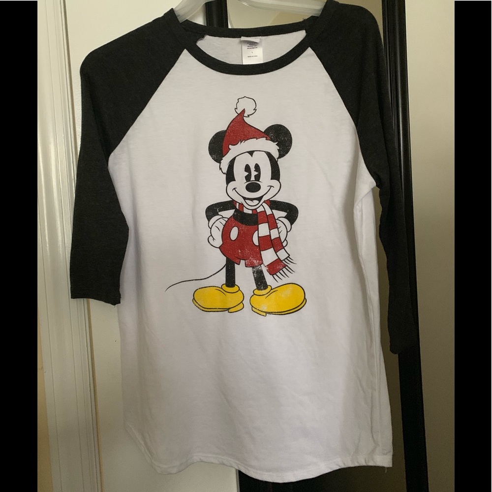 Disney Mickey Mouse Winter Christmas Shirt Sz L